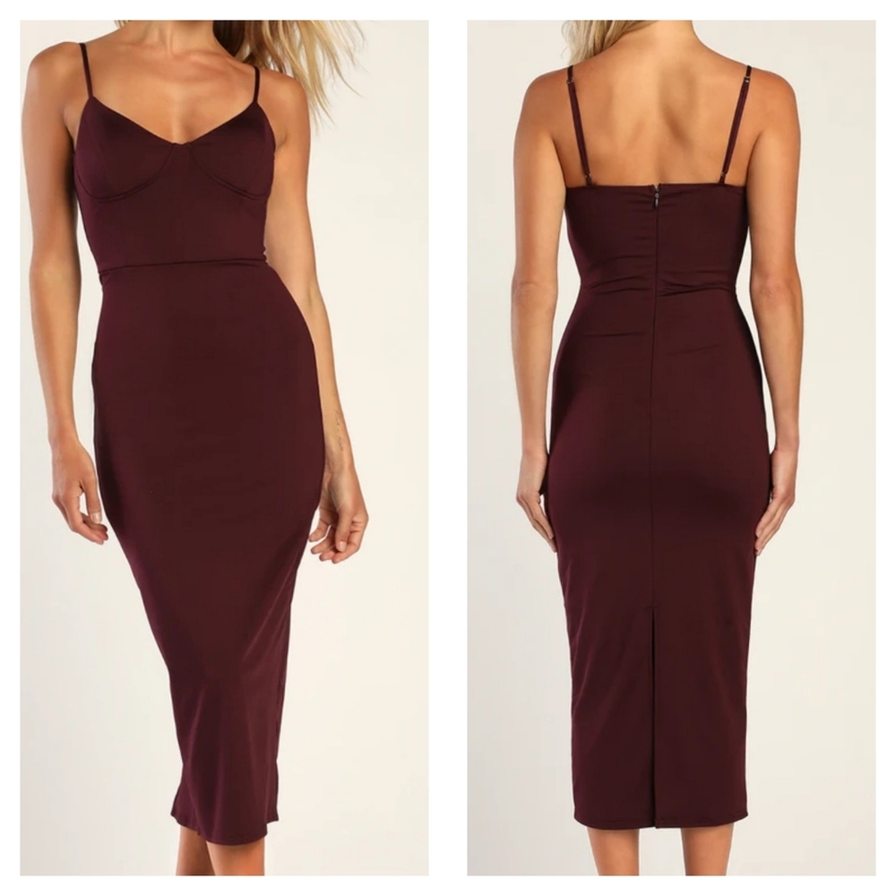 Lulu's Burgundy Midi Dress